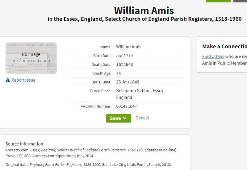 Amis_William_1848Jan25Burial_BelchampStPaul
