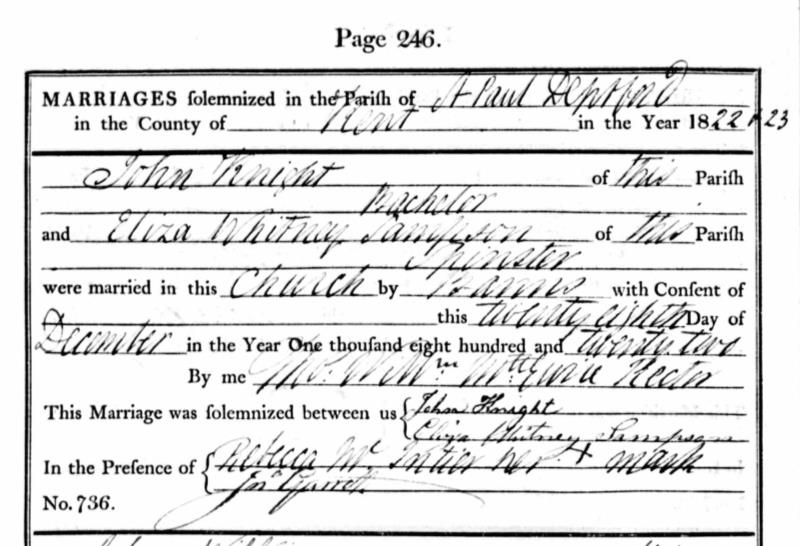 Marriage_Parish_Reccord_28dec1822_ElizaWhitneySampson_JohnKnight_31280_194633-00137