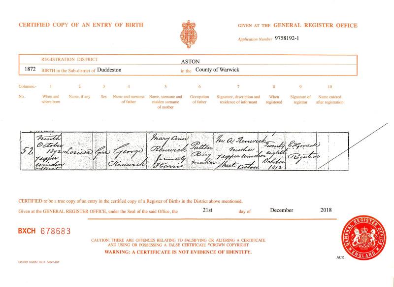 Birth_RenwickLouisa_1872Oct9_Aston