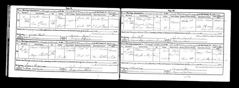 Marriage Newington, Southwark, Surrey, England (Holy Trinity Church) 16 Jun 1850 William Board & Sarah Mayhew