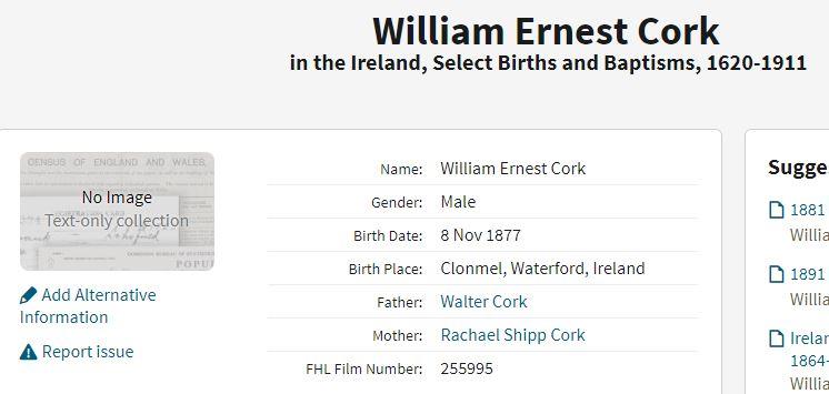 Cork_WmErnest_Ireland_Clonmel_8Nov1877Birth