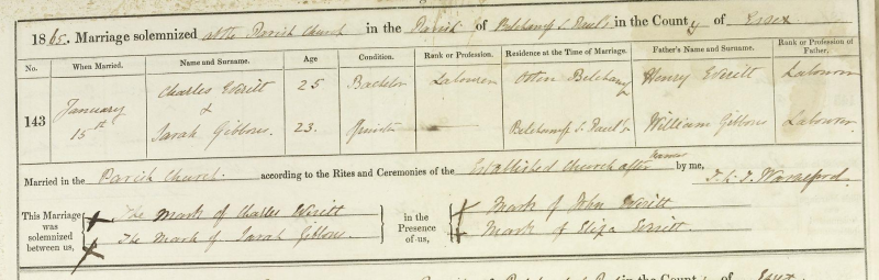 Everett_Charles_Gibbons_Sarah_Marriage1865Jan15