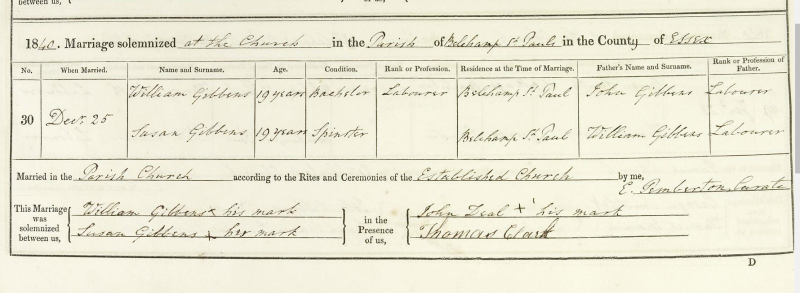 Gibbons_William_Susan_Marriage1840_Parish