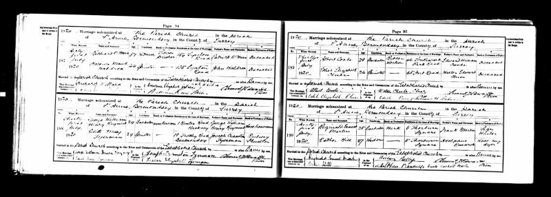 Marriage Bermondsey, Southwark, England, United Kingdom. (St Anne Church, Bermondsey, Southwark, England, United Kingdom.) 31 Jul 1920 Esther Renwick & Reginald Ernest Martin