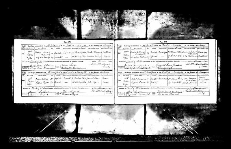 Marriage All Saints, Walworth, Southwark, England, United Kingdom (All Saints, Walworth, Southwark, England, United Kingdom) 16 Oct 1892 Alfred Thompson & Elizabeth 