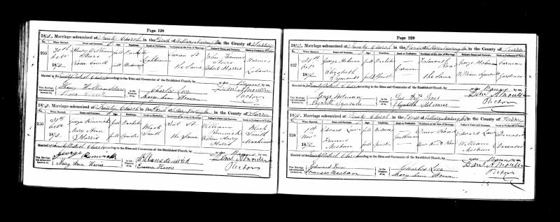 Marriage Southwark, Surrey, England (Holy Trinity, Newington) 31 Oct 1870 George Renwick & Mary Anne Harris