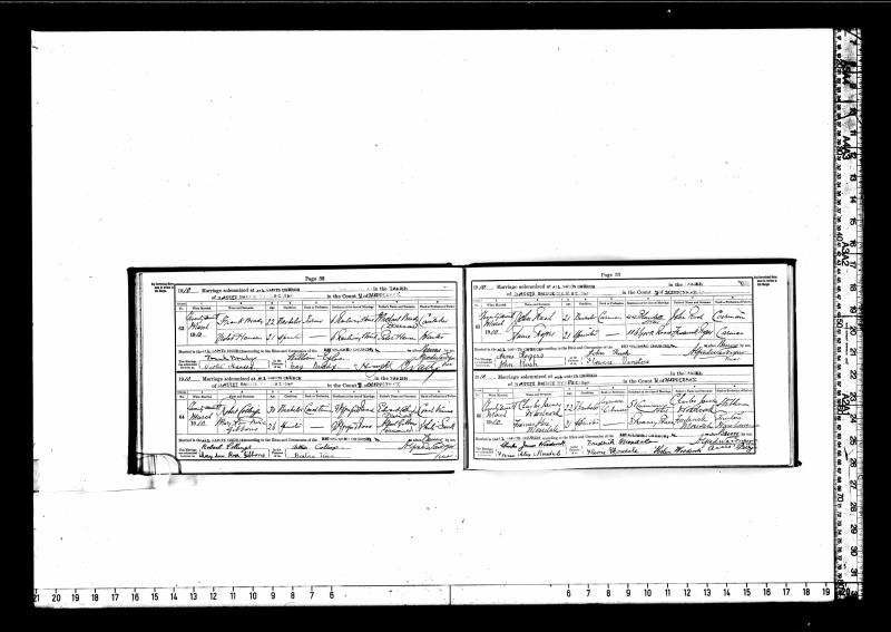 Marriage All Saints Church, Battle Bridge, Islington, England, United Kingdom (All Saints Church, Battle Bridge, Islington, England, United Kingdom) 27 Mar 1910 John Rush & Annie Rogers
