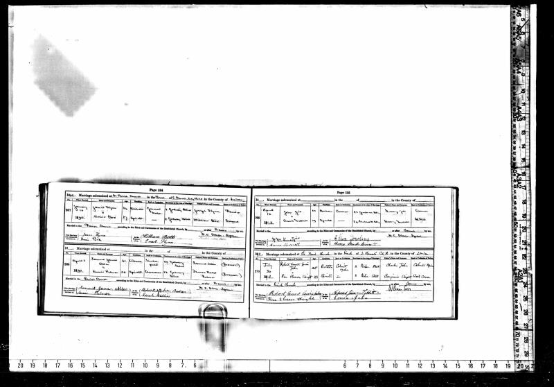 Marriage (St Clement Church, City Road, Islington, England, United Kingdom) 30 Jul 1911 Robert Ernest Louis John & Rose Eleanor Weight