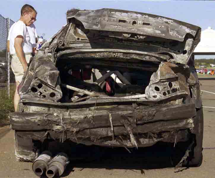  Endurance race burned out BMW in Parc Ferme at Snetterton 